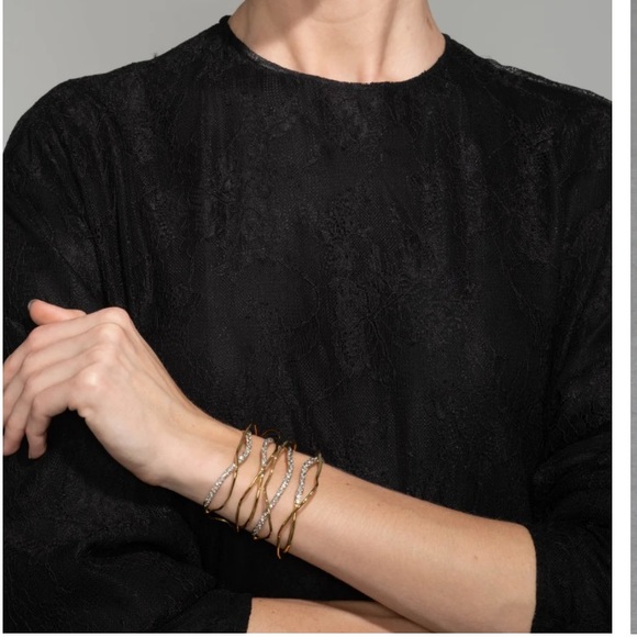 ALEXIS BITTAR • Solanales Gold Silver Crystal Cuff Bracelet - Picture 13 of 16